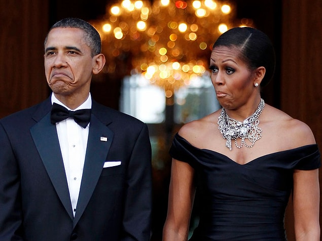 3. They know how to have fun together! Their faces were exactly the same when Elizabeth II and Prince Philip arrived at the Winfield House in London. 2011