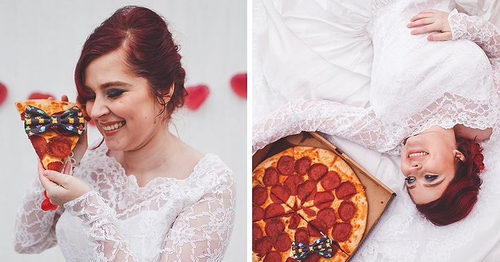 Эта девушка устроила свадебную фотосессию с... пиццей 🍕🍕🍕