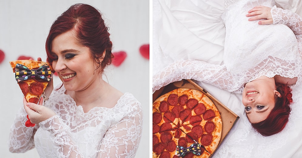 Эта девушка устроила свадебную фотосессию с... пиццей 🍕🍕🍕