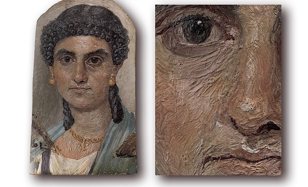 5. Для таких портретов использовали особые восковые краски, которые накладывались на поверхность еще теплыми с помощью кисти и металлической лопатки-мастихина