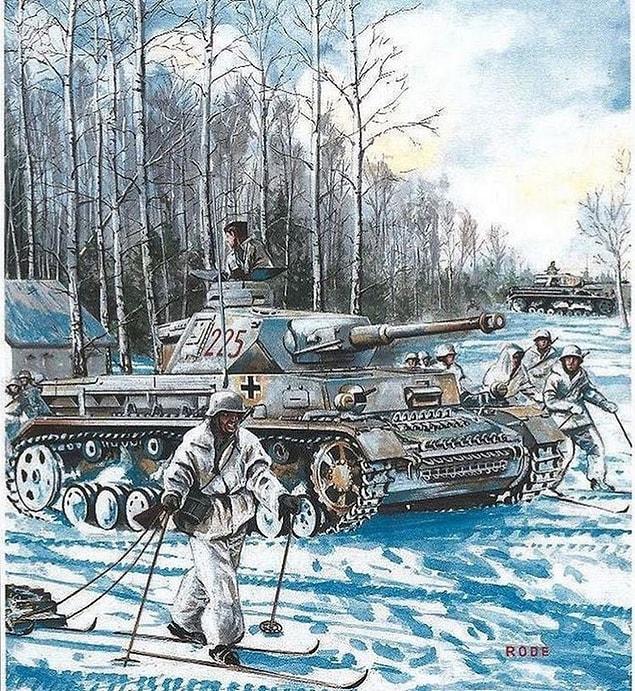 5. A depiction of the German tanks and pawns near Leningrad - February 1943.