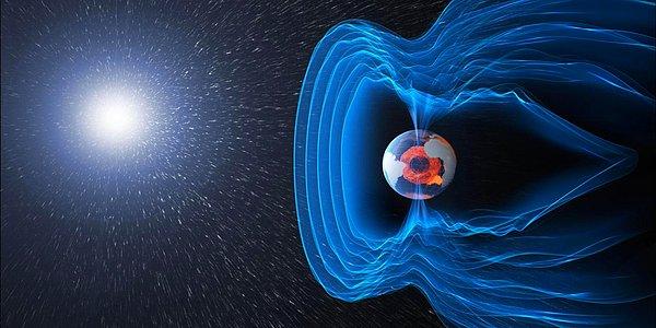 Dünya'nın manyetik alanı, gezegenimizi çevreleyen görünmez bir güç alanı gibidir.
