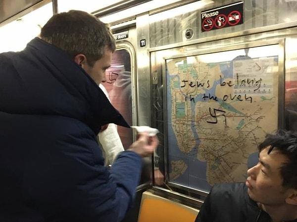 Geçtiğimiz günlerde New York metrosunda bir trene Nazi yanlıları tarafından ırkçı nefret söylemleri yazılmıştı. Hemen hemen her reklam panosunda bir gamalı haç vardı!