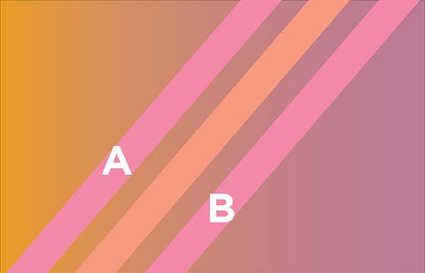 6. Любимый цвет многих девушек имеет множество оттенков, но отличается ли он на полосах А и В?