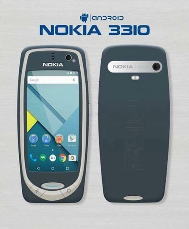 1. Geri dönüş söylentilerinin yayılmasının ardından sosyal medyaya birçok tasarım düştü. Bazıları yeni 3310'un günümüz akıllı telefonlarının bir versiyonu olacağını düşündü.