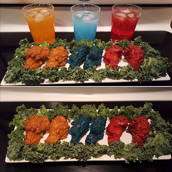 7. Куриные крылышки, окрашенные в разновидности "Юпи"