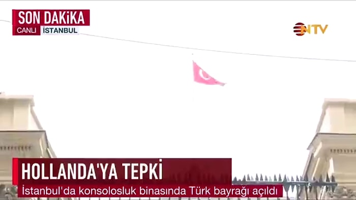 Hollanda Başkonsolosluğu'na Türk Bayrağı Çekildi