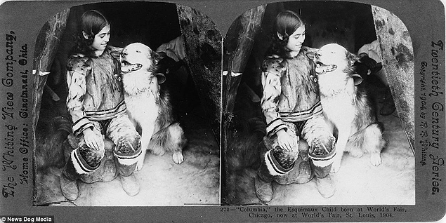 Bu Eskimo çocuk ise Chicago'daki fuarda doğmuş fakat sonra St Louis'teki bir başka fuara yollanmıştı.