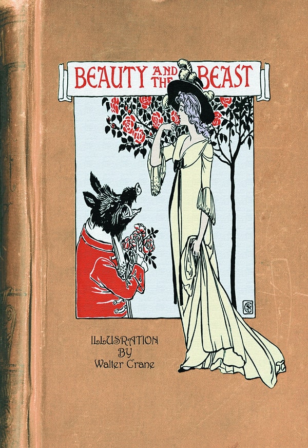 2. Это, к примеру, иллюстрация 19 века, где Чудовище выглядит, как кабан, а Красавицу изобразили в виде прекрасной дамы с волосами цвета лаванды и замысловатой шляпкой