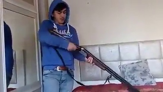 Boş Sandığı Silahla Artistlik Yaparken Duvarı Delen Genç