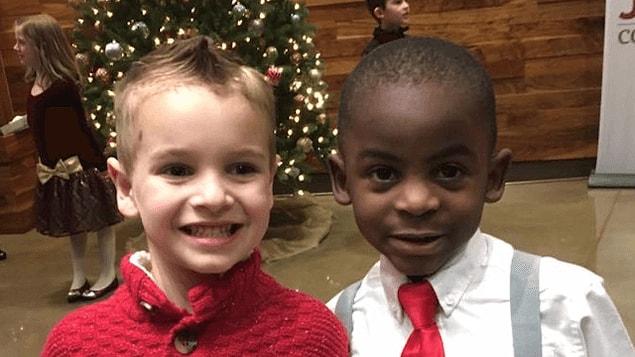 A 5-year-old boy named Jax wanted to have his haircut so it matched his best friend Reddy, then they could do what all little boys want to do and fool their teachers!