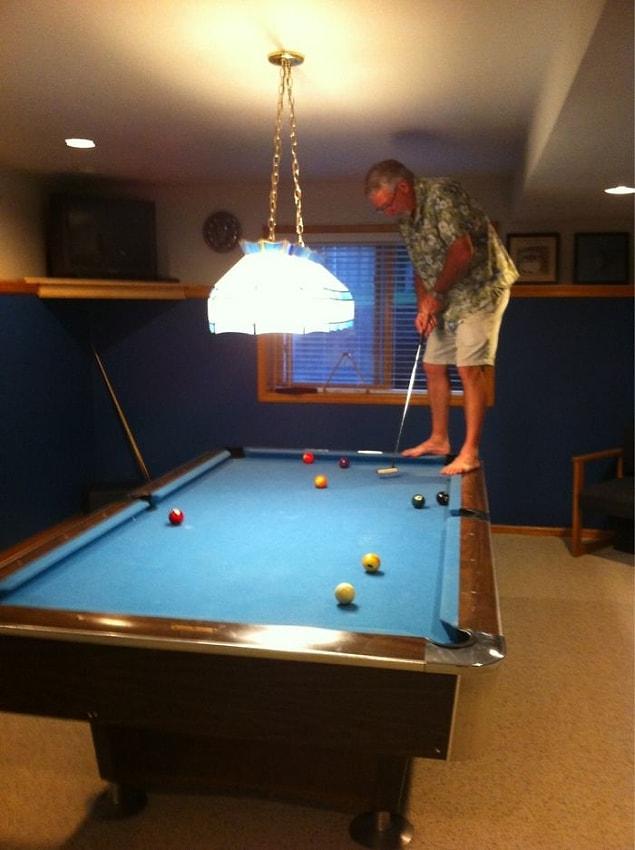17. "Found my dad playing pool like this."