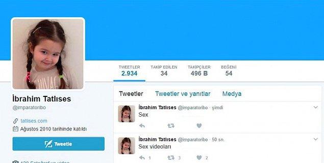 Fakat bu sefer İbrahim Tatlıses, her zamankinden farklı iki Tweet attı. Arka arkaya atılan tweetlerde "Sex" ve "Sex Videoları" yazıyordu.