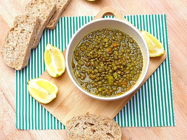 12. Kırmızı mercimeğe alternatif olarak yeşil mercimek.