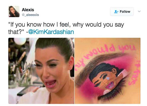 8. Makyaj sanatçısı Alexis de aynı şeyi ağlayan Kim için yaptı. MÜTHİŞ.