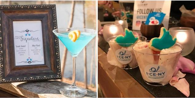 To blue cocktails and bird-shaped desserts.