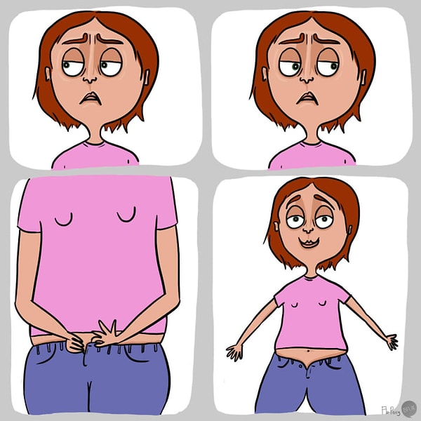 17. После сытного обеда вы просто не можете не расстегнуть пуговицу на джинсах, чтобы расслабиться