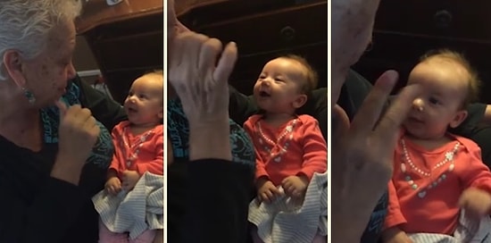 Büyükannesinin İşaret Diline Cevap Veren Sevimli Bebek