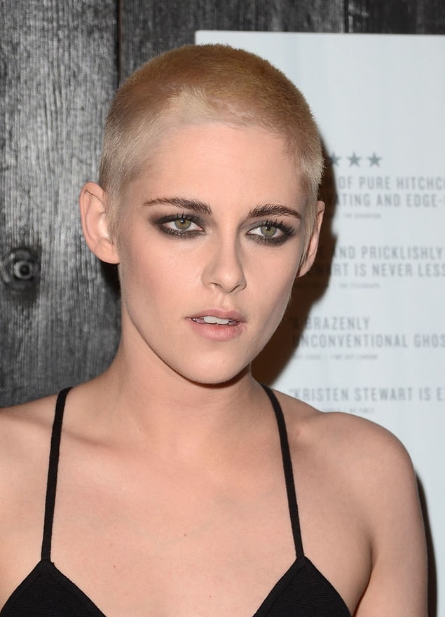 The former "Twilight" star shaved her head for the movie "Personal Shopper." Kirsten seemed to enjoy her new style at the film's gala.
