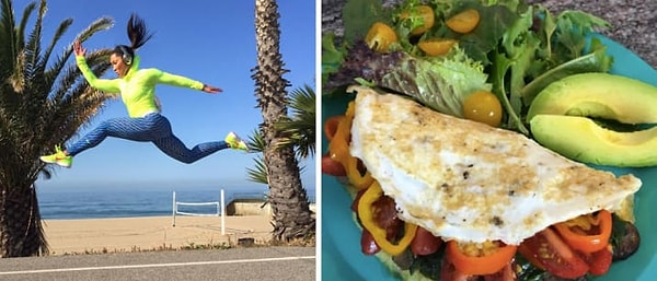 13. Омлет из яичного белка, томата и болгарского перца с авокадо и салатом