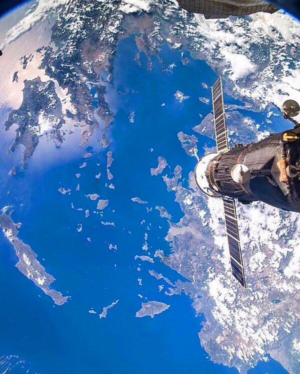 20. Uluslararası Uzay İstasyonu'ndan Ege manzarası.
