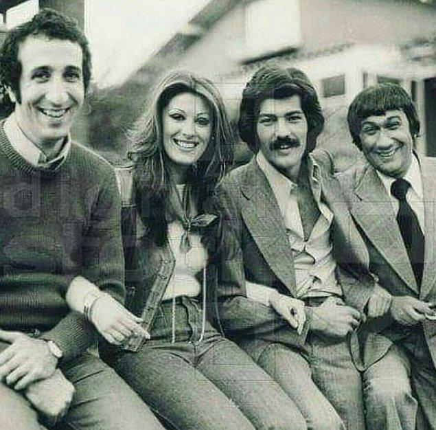 Şemsi İnkaya, Gülşen Bubikoğlu, Mesut Engin, İlhan Daner, 1975 yapımı Orhan Elmas filmi Ah Bu Gençlik'te.