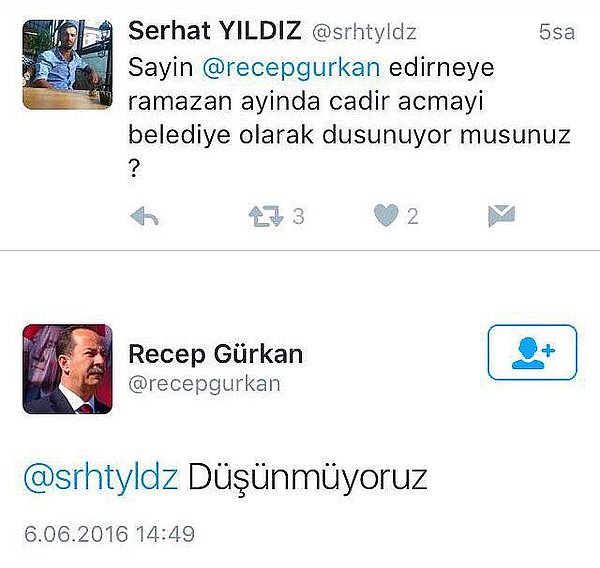 Belediye Başkanı Gürkan daha önce Twitter'da yaptığı 'hazırcevap' paylaşımlarıyla adından epey söz ettirmişti.