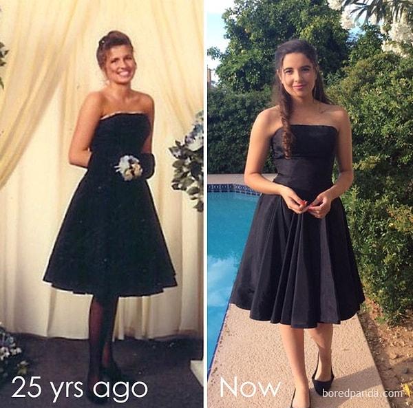 4. 25 yıl sonra annesinin balo elbisesini giyen kız.