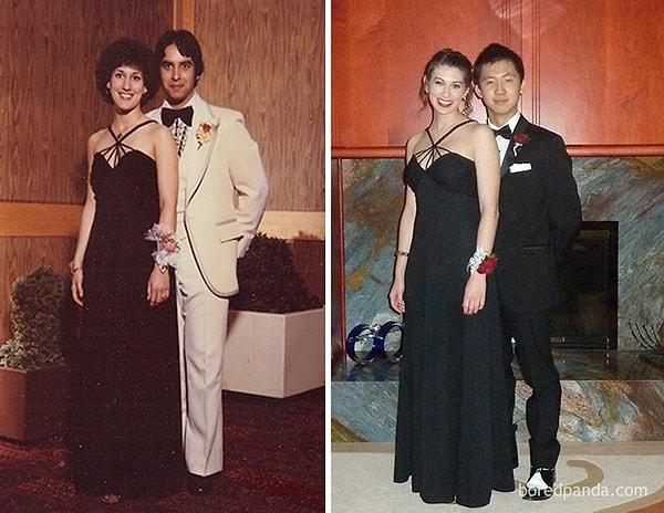 16. 1970'lerden kalma bu elbise ve fotoğraf, 2017'de tekrar canlandırıldı.