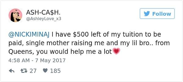 Annesi babası ayrı olan bir öğrencinin de 500 dolar borcu kalmıştı.