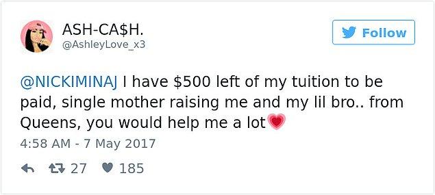 Annesi babası ayrı olan bir öğrencinin de 500 dolar borcu kalmıştı.