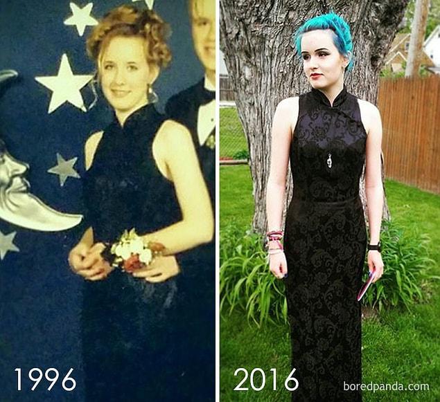 8. The mother in 1996 and her daughter Zoe in 2016.