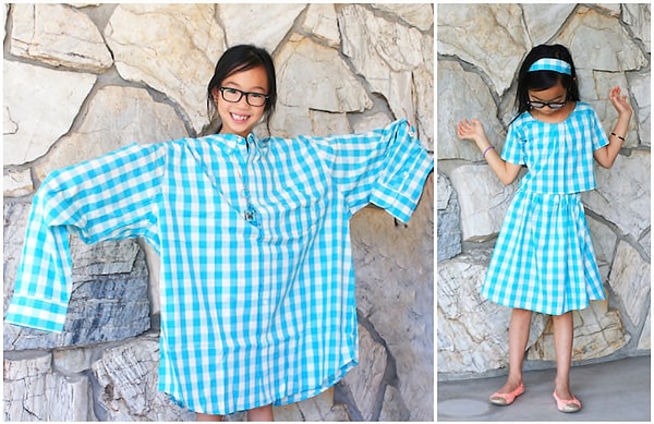 11. Еще один милый костюмчик из огромной мужской рубашки.