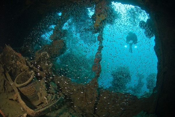 Только неразорвавшиеся бомбы и мины достали из воды и, обезвредив, выставили на обозрение туристам...