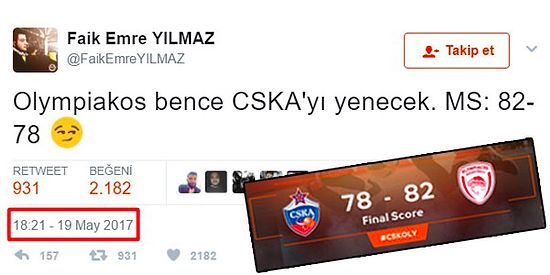 Basketbol Maçının Skorunu Doğru Tahmin Edip Twitter'da Küçük Bir Ün Yapan Sporsever