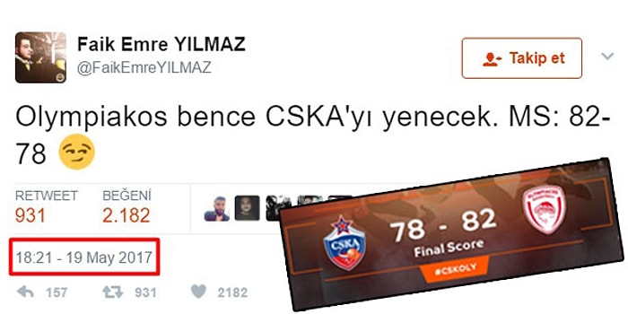 Basketbol Maçının Skorunu Doğru Tahmin Edip Twitter'da Küçük Bir Ün Yapan Sporsever