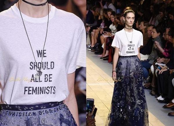 Chiuri’nun “We Should All Be Feminists” (Hepimiz Feminist Olmalıyız) tasarımı bu beyaz tişörtler Dior'un defilesinden sonra moda dünyasında adından bir hayli söz ettirir oldu.