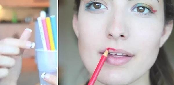 3. Bir de Rachel Levin'in bizi, eyeliner veya dudak kalemi olarak boyama kalemi kullanmaya ikna etmeye çalışması vardı.