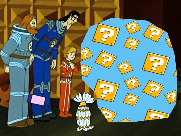 6. На кого смотрят герои мультфильма "Тайна третьей планеты"?