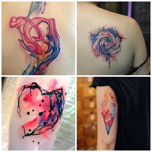 Абстрактное тату с эффектом акварели!