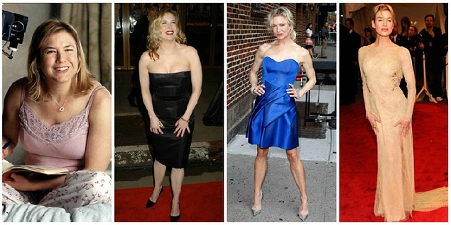 Renée Zellweger ise 'Brigitte Jones' filminin her serisinden önce 20 kilo kadar aldı, sonraysa aldığı kiloları büyük bir disiplinle geri verdi.