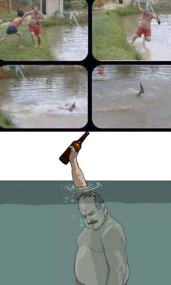 3. Сам упал, но пиво спас 😎