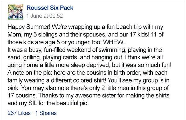 Roussel Six Pack Facebook sayfasında paylaşılan fotoğrafın altında da şunlar yazılı.