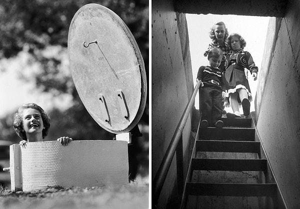 14. Solda: Bir kadın, Texas'taki yeraltı nükleer sığınağın girişinden kafasını çıkarıyor. (1961)