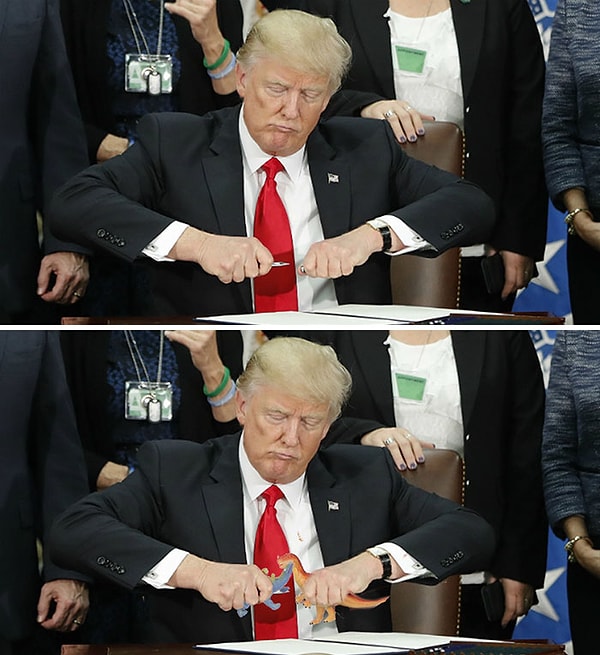 2. Трамп, пытающийся закрыть ручку
