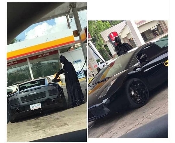 8. Если вы всё ещё мечтаете заниматься обычными делами (типа заправки машины) в костюме Бэтмена, то пора уже скорее превратить мечты в жизнь!