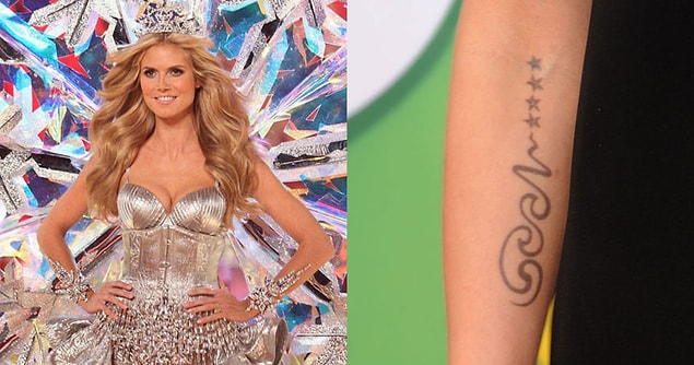 6. Heidi Klum, dövme konusunda daha cesur davranmış ve kolunun iç kısmına oldukça dikkat çekici olan bu dövmeyi yaptırmıştı.