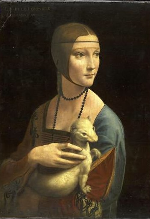 Paris Hilton ünlü köpeği ile - "Kakımlı Kadın (Cecilia Gallerani'nin portresi) Leonardo Da Vinci, 1490