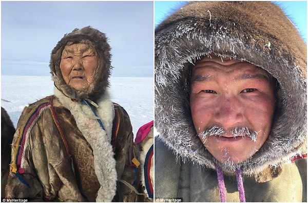 1. Ненцы - кочевой народ в России, населяющий евразийское побережье Северного Ледовитого океана от Кольского полуострова до Таймыра. На снимке слева - 97-летняя Парасковия Лаптандер, а справа - Станислав Серотето, готовящийся к изнурительному процессу миграции.