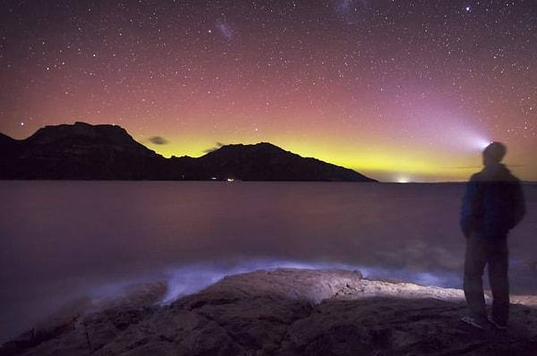 18. Kışın en iyi Tasmanya'dan görülebilen güney ışıkları
